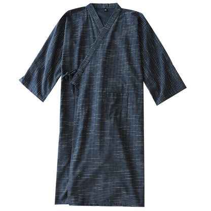 Summer Jacquard Gauze Cotton Kimono Thin Home Bathrobe Simple