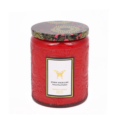 Embossed Glass Fragrance Handmade Gift Aromatherapy Soy Candles