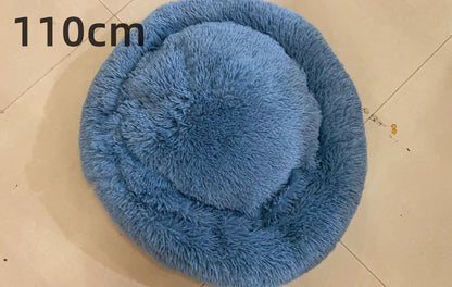 Cotton Pet Bed Winter Warm Sleeping Bed For Dogs Kennel Dog Round Cat Long Plush Puppy Cushion Mat Portable Cat Supplies