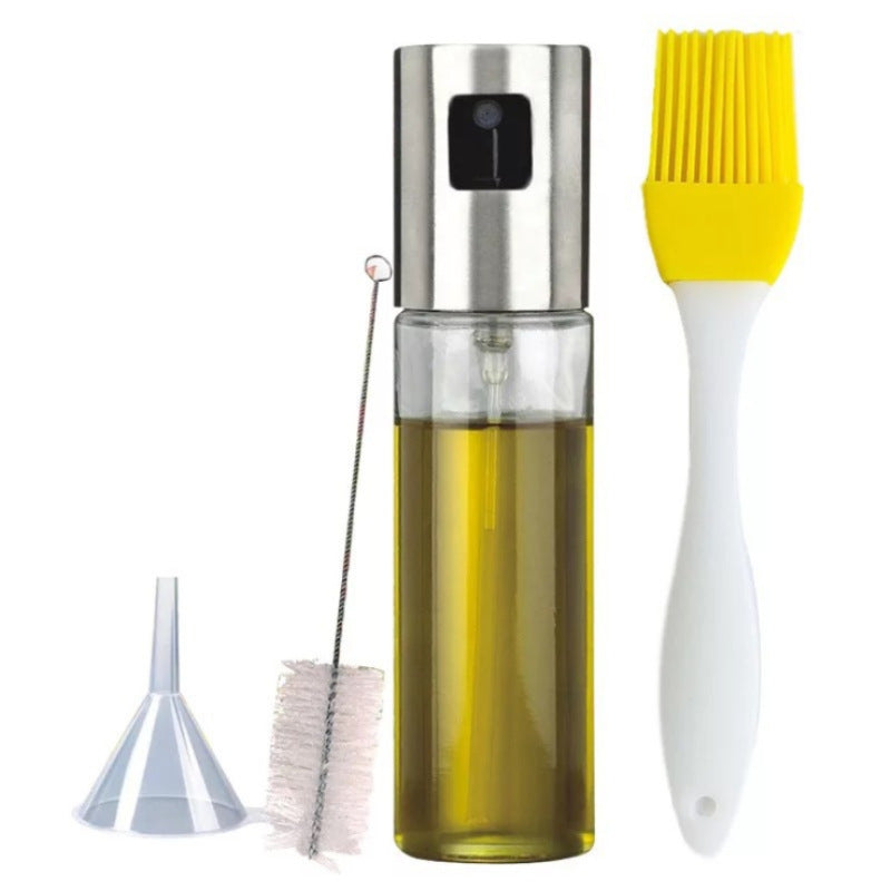 Stainless Steel Grill Kitchen Cooking Oil Spray Bottle With Scale