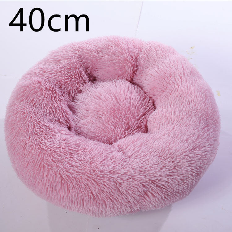 Cotton Pet Bed Winter Warm Sleeping Bed For Dogs Kennel Dog Round Cat Long Plush Puppy Cushion Mat Portable Cat Supplies