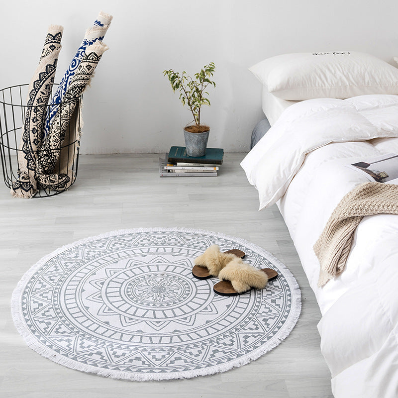 Ethnic style round carpet floor mat