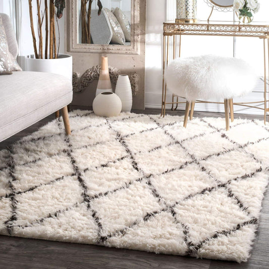 Black And White Rhombus Living Room Line Carpet