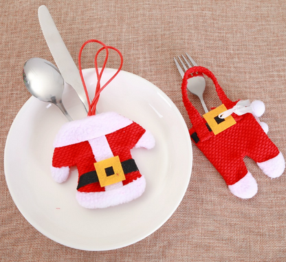 6 pcs New Year Holder Chirstmas Cutlery Knife Fork Cutlery Set Trousers Skirt 2021 Navidad Christmas Christmas Decorations for Home