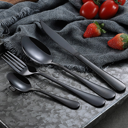 Stainless Steel Cutlery Set Titanium-Plated Black Four-Piece Cutlery