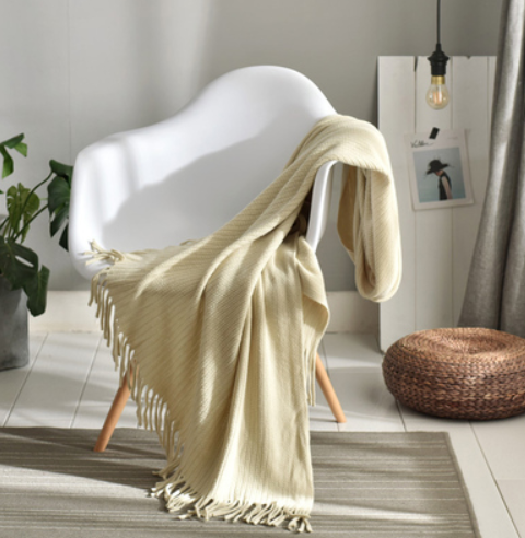 Fringed Knitted Small Blanket Napping Blanket Sofa Blanket