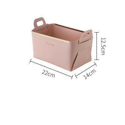 Nordic Desktop PU Leather Large Storage Box Folding Living Room Bedroom Sundries Jewelry Key Tray Decor Cosmetic Storage Baskets