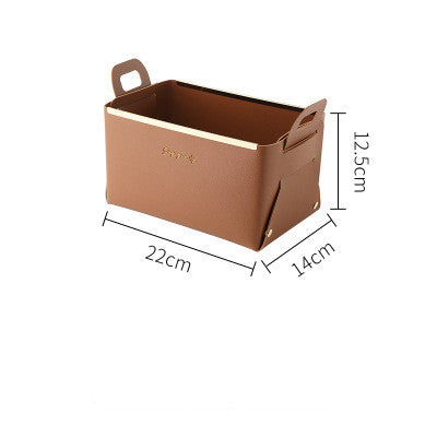 Nordic Desktop PU Leather Large Storage Box Folding Living Room Bedroom Sundries Jewelry Key Tray Decor Cosmetic Storage Baskets