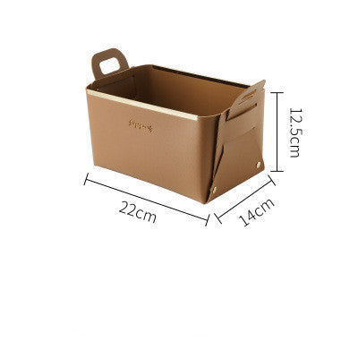 Nordic Desktop PU Leather Large Storage Box Folding Living Room Bedroom Sundries Jewelry Key Tray Decor Cosmetic Storage Baskets