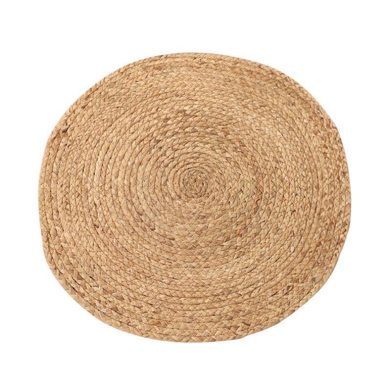 Round Rattan Carpet Bedroom Bedside Mat Woven Water Grass Mat Living Room Reed Coffee Table Mat Photography Decoration