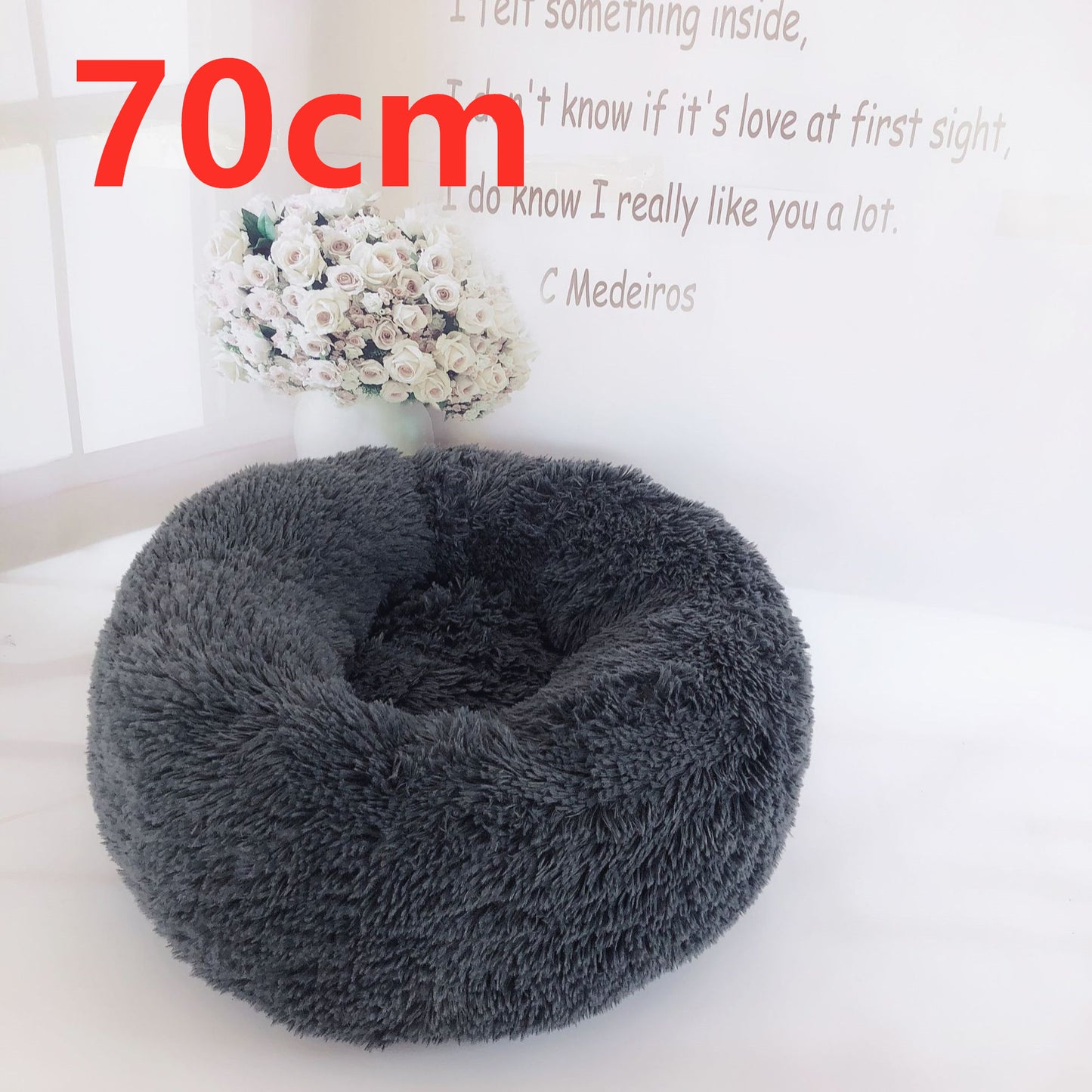 Cotton Pet Bed Winter Warm Sleeping Bed For Dogs Kennel Dog Round Cat Long Plush Puppy Cushion Mat Portable Cat Supplies