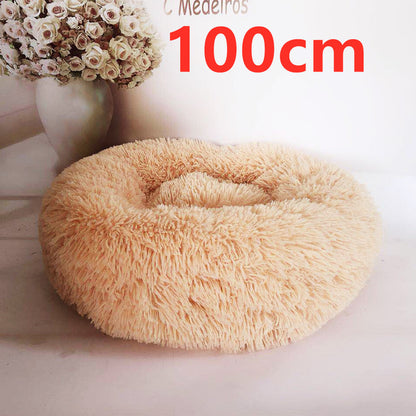 Cotton Pet Bed Winter Warm Sleeping Bed For Dogs Kennel Dog Round Cat Long Plush Puppy Cushion Mat Portable Cat Supplies