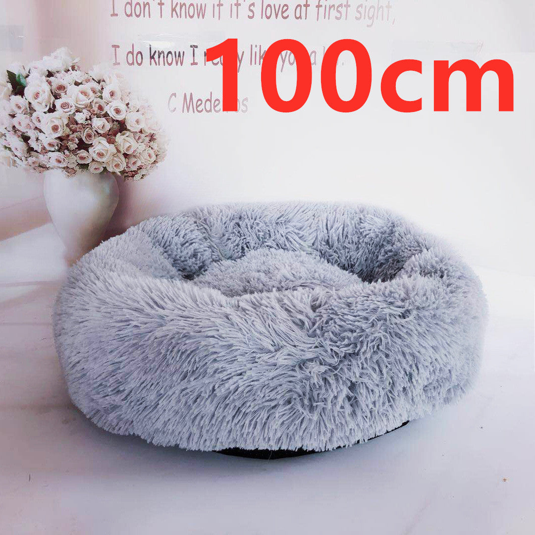 Cotton Pet Bed Winter Warm Sleeping Bed For Dogs Kennel Dog Round Cat Long Plush Puppy Cushion Mat Portable Cat Supplies