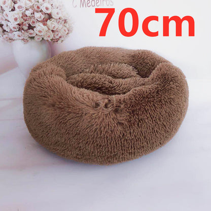 Cotton Pet Bed Winter Warm Sleeping Bed For Dogs Kennel Dog Round Cat Long Plush Puppy Cushion Mat Portable Cat Supplies