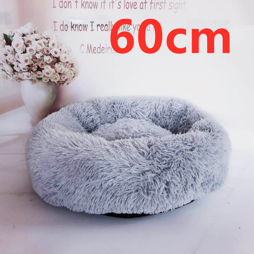 Cotton Pet Bed Winter Warm Sleeping Bed For Dogs Kennel Dog Round Cat Long Plush Puppy Cushion Mat Portable Cat Supplies