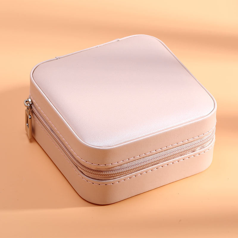 Portable Jewelry Box Single-Layer Simple Jewelry Jewelry Storage Box Earrings Earrings Storage Ring Pu Leather Small Jewelry Box