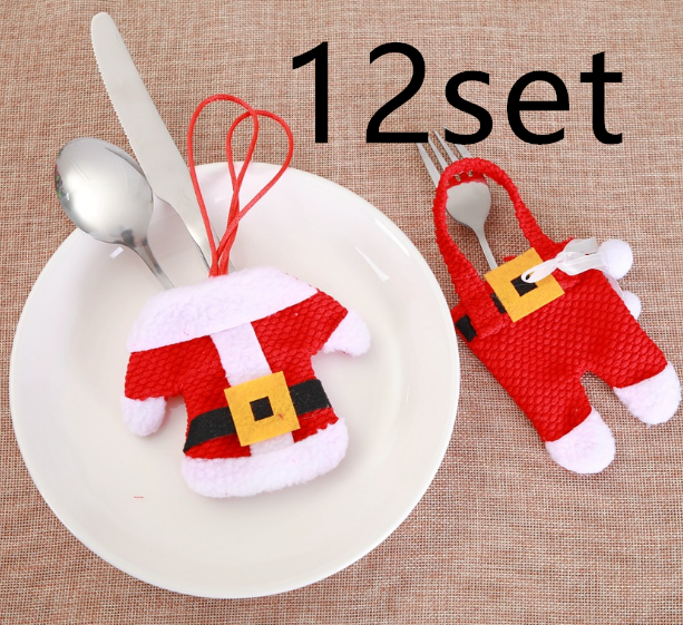 6 pcs New Year Holder Chirstmas Cutlery Knife Fork Cutlery Set Trousers Skirt 2021 Navidad Christmas Christmas Decorations for Home