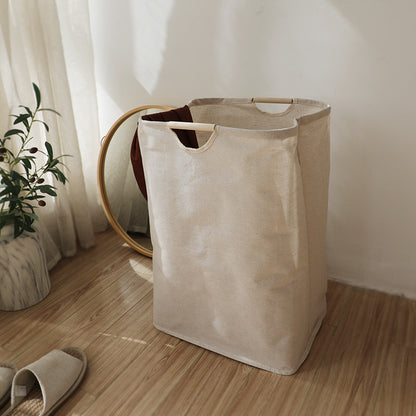 Foldable Wooden Handle Storage Basket