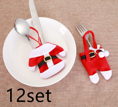 6 pcs New Year Holder Chirstmas Cutlery Knife Fork Cutlery Set Trousers Skirt 2021 Navidad Christmas Christmas Decorations for Home