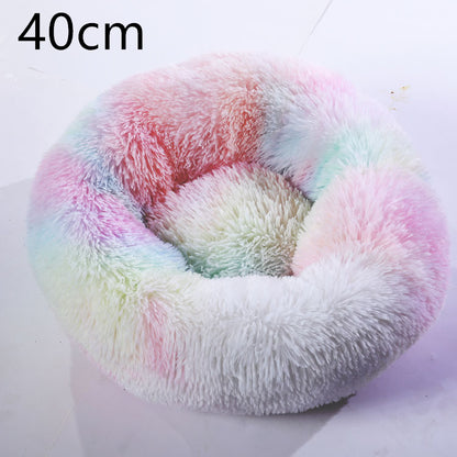 Cotton Pet Bed Winter Warm Sleeping Bed For Dogs Kennel Dog Round Cat Long Plush Puppy Cushion Mat Portable Cat Supplies