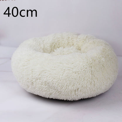 Cotton Pet Bed Winter Warm Sleeping Bed For Dogs Kennel Dog Round Cat Long Plush Puppy Cushion Mat Portable Cat Supplies