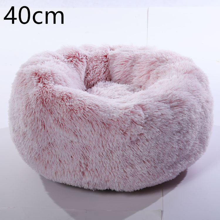 Cotton Pet Bed Winter Warm Sleeping Bed For Dogs Kennel Dog Round Cat Long Plush Puppy Cushion Mat Portable Cat Supplies