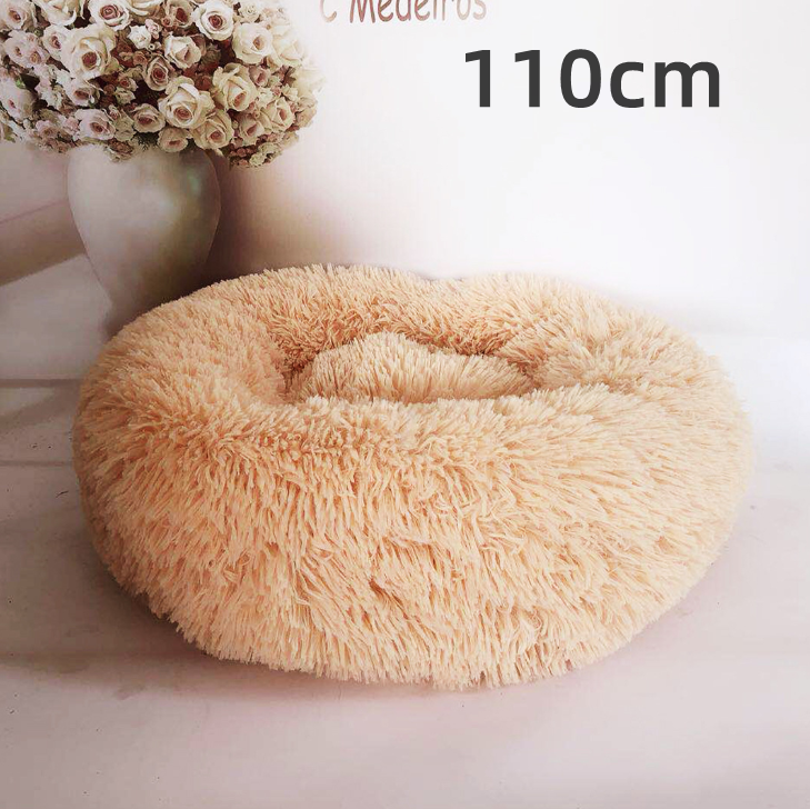 Cotton Pet Bed Winter Warm Sleeping Bed For Dogs Kennel Dog Round Cat Long Plush Puppy Cushion Mat Portable Cat Supplies