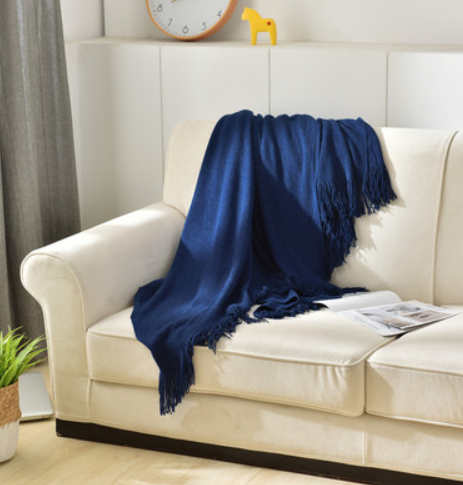 Fringed Knitted Small Blanket Napping Blanket Sofa Blanket