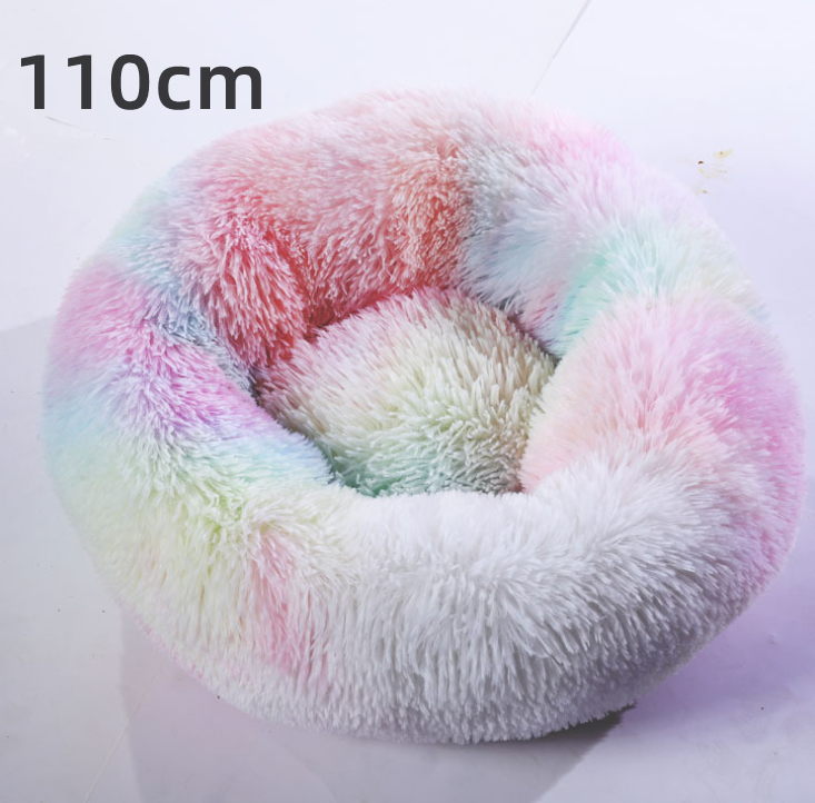 Cotton Pet Bed Winter Warm Sleeping Bed For Dogs Kennel Dog Round Cat Long Plush Puppy Cushion Mat Portable Cat Supplies