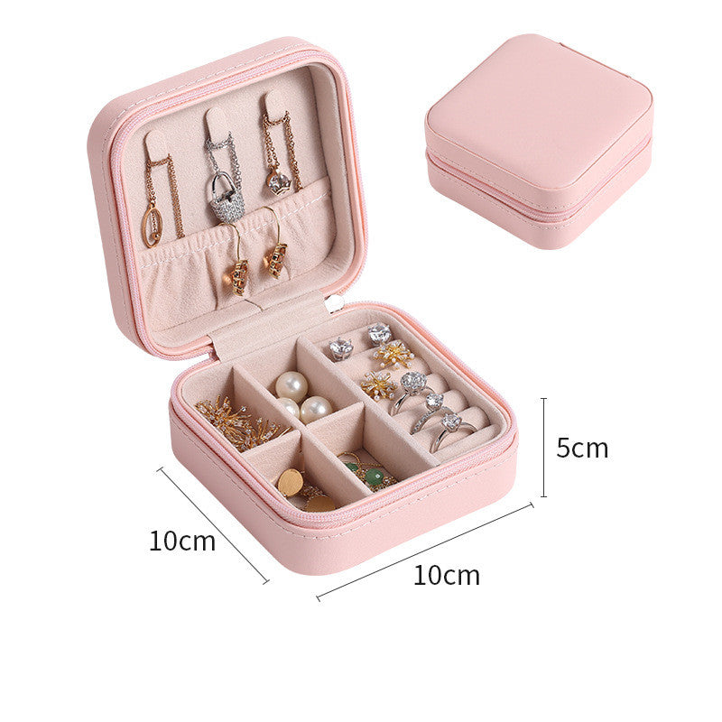 Portable Jewelry Box Single-Layer Simple Jewelry Jewelry Storage Box Earrings Earrings Storage Ring Pu Leather Small Jewelry Box