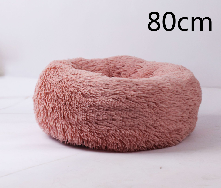 Cotton Pet Bed Winter Warm Sleeping Bed For Dogs Kennel Dog Round Cat Long Plush Puppy Cushion Mat Portable Cat Supplies