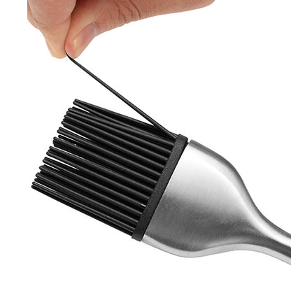 Silicon oil brush with stainless steel handle