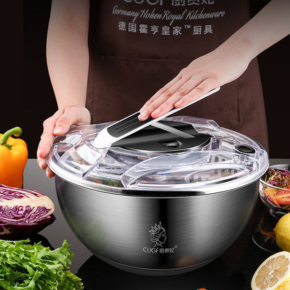 Stainless Steel Salad Vegetable Dehydrator Salad Drying Machine Fruit And Vegetable Drain Basket Household Vegetable Washing Press Water Throwing Artifact