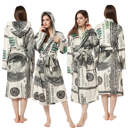 Home Clothes Warm Night Gown Flannel Bathrobe Personalized