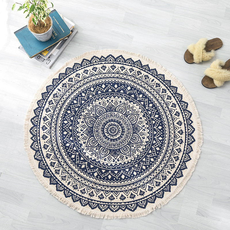 Ethnic style round carpet floor mat