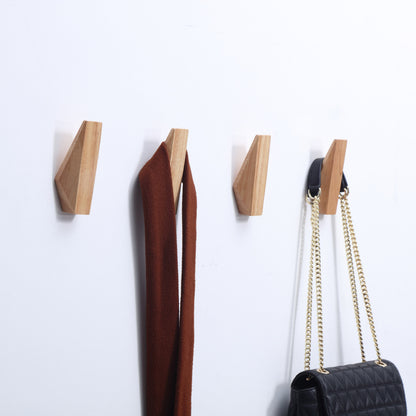 4pcs Minimalist Coat Hanger Single Hook Wooden Simple Japanese Style Wall Key Holder Bag Hat Scarf Decorative Wood Hooks