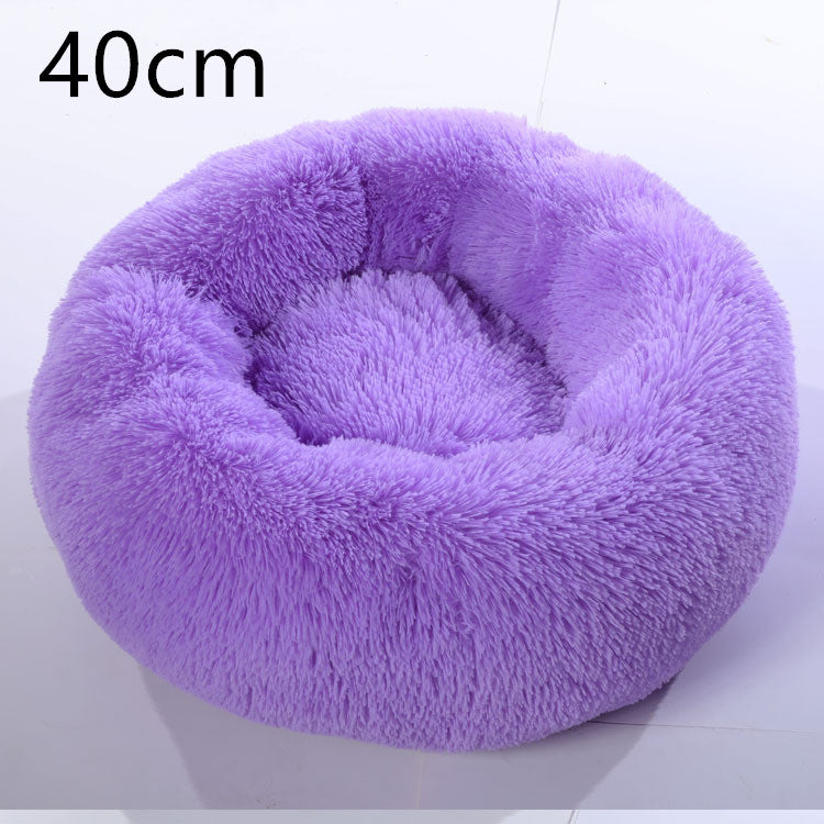 Cotton Pet Bed Winter Warm Sleeping Bed For Dogs Kennel Dog Round Cat Long Plush Puppy Cushion Mat Portable Cat Supplies