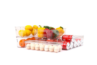 6pcs Refrigerator Organizer Refrigerator Storage Set Plastic Transparent Refrigerator Storage Box Refrigerator Drawer Food Vegetable Beverage Egg Storage