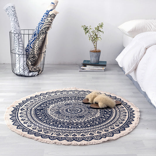 Ethnic style round carpet floor mat