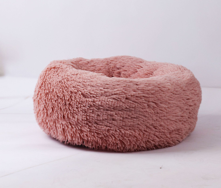 Cotton Pet Bed Winter Warm Sleeping Bed For Dogs Kennel Dog Round Cat Long Plush Puppy Cushion Mat Portable Cat Supplies