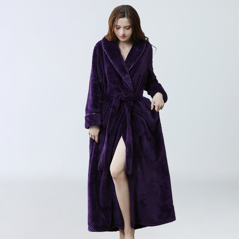 Thick waist velvet bathrobe