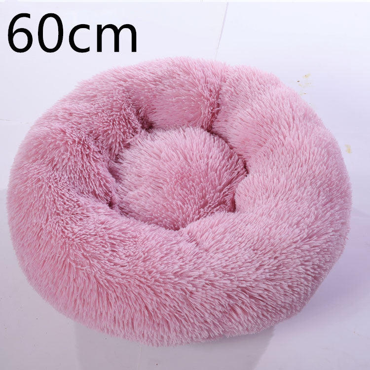 Cotton Pet Bed Winter Warm Sleeping Bed For Dogs Kennel Dog Round Cat Long Plush Puppy Cushion Mat Portable Cat Supplies