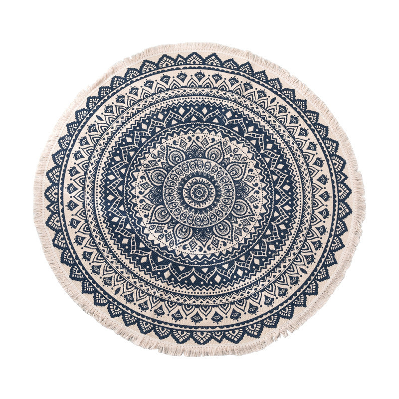 Ethnic style round carpet floor mat