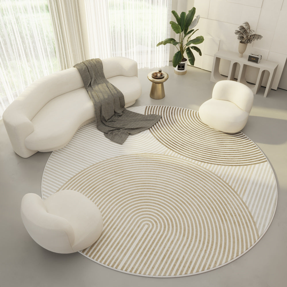 Cream Modern Simple Round Carpet