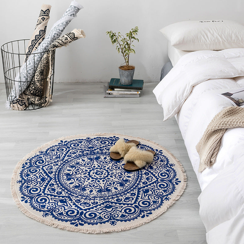 Ethnic style round carpet floor mat