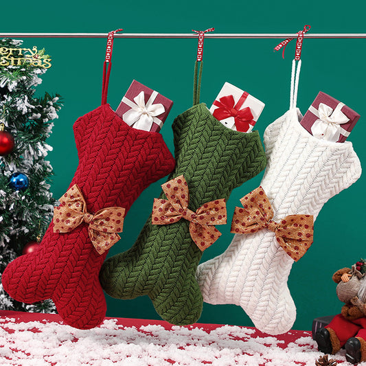 Christmas Decorations Knitting Wool Hanging Gift Bag