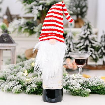 Three Dimensional Cloth Art Doll Christmas Flannel Red Wine Cover