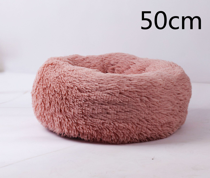 Cotton Pet Bed Winter Warm Sleeping Bed For Dogs Kennel Dog Round Cat Long Plush Puppy Cushion Mat Portable Cat Supplies