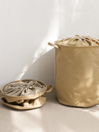 Cotton And Linen Foldable Storage Bucket Laundry Basket Dirty Clothes Storage Basket