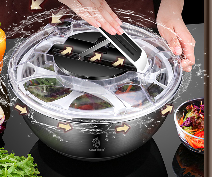 Stainless Steel Salad Vegetable Dehydrator Salad Drying Machine Fruit And Vegetable Drain Basket Household Vegetable Washing Press Water Throwing Artifact